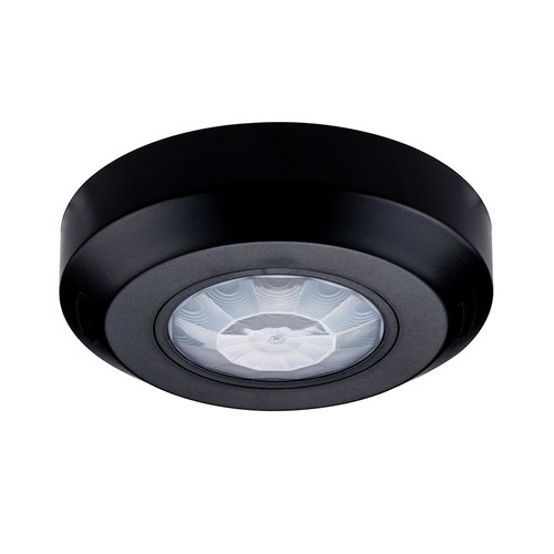 360° PIR infrarød loftsensor - Sort, påbygning, max 200W LED, IP20, rækkevidde 8m