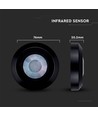 360° PIR infrarød loftsensor - Sort, påbygning, max 200W LED, IP20, rækkevidde 8m