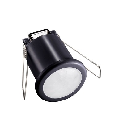 PIR loftssensor Ø4cm til indbygning, 360° - Sort, IP20, detekteringsafstand op til 8m, hulmål: Ø4cm