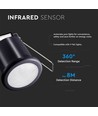 PIR loftssensor Ø4cm til indbygning, 360° - Sort, IP20, detekteringsafstand op til 8m, hulmål: Ø4cm