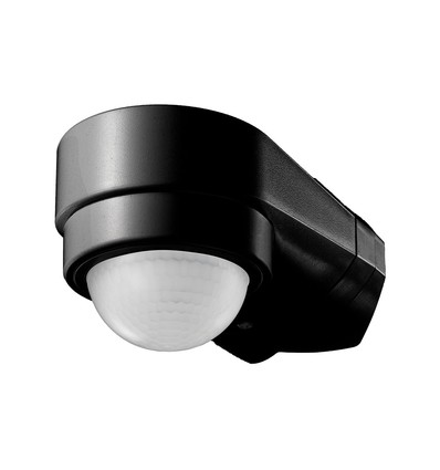 Sensor til hushjørne, sort, bevægelsessensor - justerbar, hjørne montering, IP65 (max:600W LED)