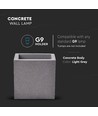 G9 kvadratisk beton væglampe - Lysegrå, IP20 indendørs, uden lyskilde
