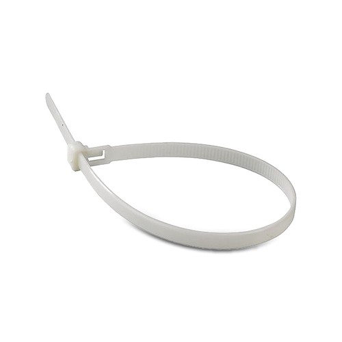 100x Kabelbindere / Kabelstrips - 3,5 x 200 mm, Hvid, 100 stk.