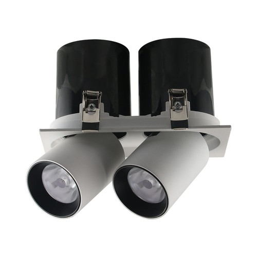 36W LED downlight - Dobbelt Hoved, Samsung Chip, 4000K, Hvid Sort Hus
