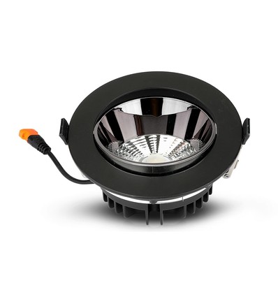 30W COB Downlight - Samsung Chip, 6400K, Sort Hus