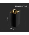 GU10 kvadratisk påbygningsspot - Sort/Guld, aluminium, IP20, 7,4 x 7,4 x 14cm