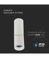 GU10 påbygningsspot - Hvid, Ø5,95cm, højde 19,7cm, IP20 indendørs, uden lyskilde