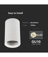 GU10 påbygningsspot - Rund, hvid, aluminium, IP20 indendørs, Ø6cm