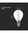E14 6W LED kronepære - P45, Kultråd, klar glas