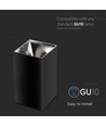 GU10 kvadratisk påbygningsspot - Sort/krom, aluminium, IP20, uden lyskilde