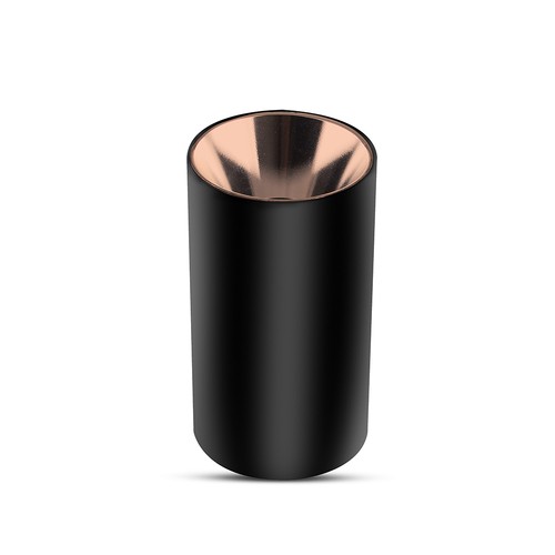 GU10 lampe - rund, sort+rosaguld
