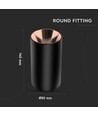 GU10 lampe - rund, sort+rosaguld