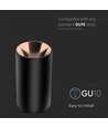 GU10 lampe - rund, sort+rosaguld