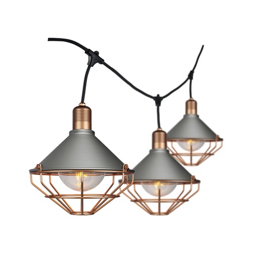 LED lyskæde (3m) med pære (6 pærer) - rose guld, IP65