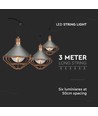 LED lyskæde (3m) med pære (6 pærer) - rose guld, IP65