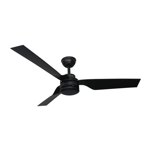 65W loftventilator - sort, RF kontrol, 3 sorte vinger, AC motor, 52 tommer