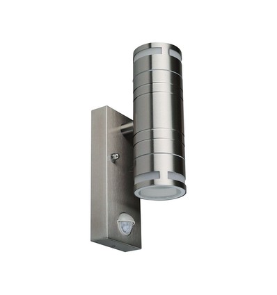 Glas væglampe med sensor GU10 rustfrit stål hus (H:21,5 cm) - 2-vejs, IP44