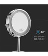 3W LED kosmetikspejl med lys - 7 tommer, 1X og 3X forstørrelse, 360° rotation, batteridrevet, krom finish