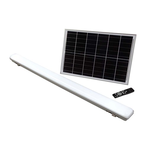 V-Tac 120cm armatur inkl. solcellepanel - 18W, CCT(3-i-1), Sensor, RF fjernbetjening, IP65 udendørs