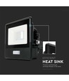 10W Projektør - PIR Sensor, Samsung Chip, 4000K, Sort Hus
