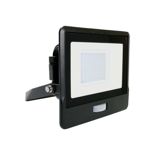 30W Projektør - PIR Sensor, Samsung Chip, 3000K, Sort Hus