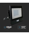 30W Projektør - PIR Sensor, Samsung Chip, 3000K, Sort Hus