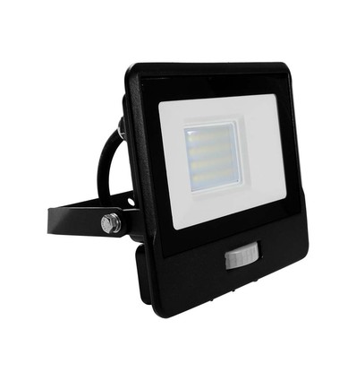 20W LED projektør med sensor - Samsung LED chip, IP65, sort, 1m kabel, kold hvid