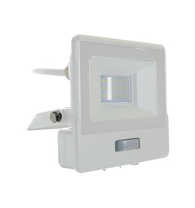 10W Projektør - PIR Sensor, Samsung Chip, 1m Kabel, 6500K, Hvidt Hus