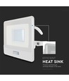 30W Projektør - PIR Sensor, Samsung Chip, 1m Kabel, 4000K, Hvid Hus