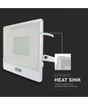 50W projektør - PIR sensor, Samsung chip, 1m kabel, 4000K, Hvid hus, arbejdslampe
