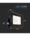 10W LED projektør - Samsung chip, direkte forbindelse, 6500K, sort hus
