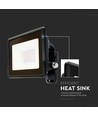 10W LED projektør - Samsung chip, direkte forbindelse, 6500K, sort hus
