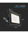 20W LED projektør - Samsung chip, direkte forbindelse, 6500K, sort hus