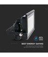 20W LED projektør - Samsung chip, direkte forbindelse, 6500K, sort hus