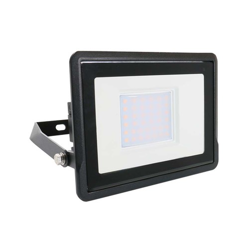 30W LED Projektør - Samsung Chip, Direkte Tilslutning, 6500K, Sort Hus