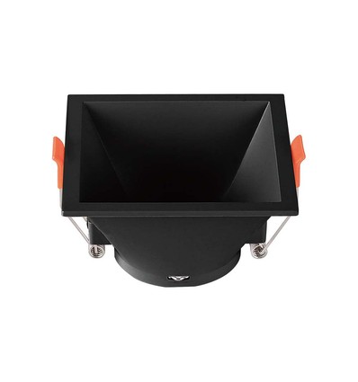 GU10 indbygningsspot - Sort, kvadratisk, PC plast, IP20, Hul: 83x83 mm, Mål: 93x93 mm