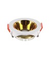 GU10 lampe - rundt, hvidt ramme, guld reflektor