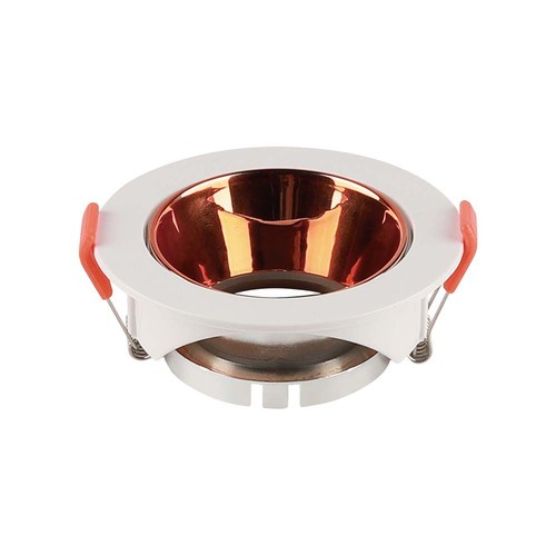 GU10 - Lampe, rund hvid ramme + roseguld reflektor