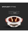 GU10 - Lampe, rund hvid ramme + roseguld reflektor