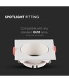 GU10 indbygningsspot, kvadratisk - Hvid ramme, hvid reflektor, hul: Ø7,2 cm, uden lyskilde