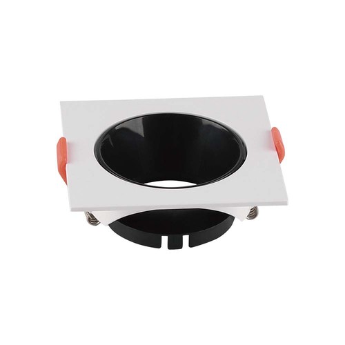 GU10 lampe - firkantet hvid ramme, sort reflektor