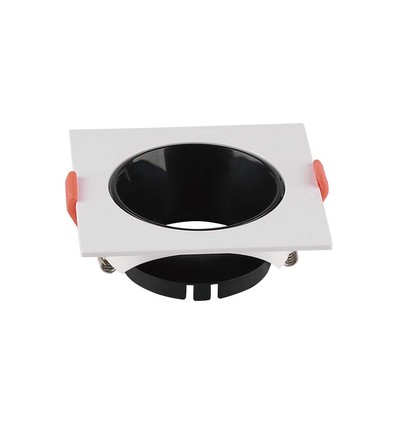 GU10 lampe - firkantet hvid ramme, sort reflektor