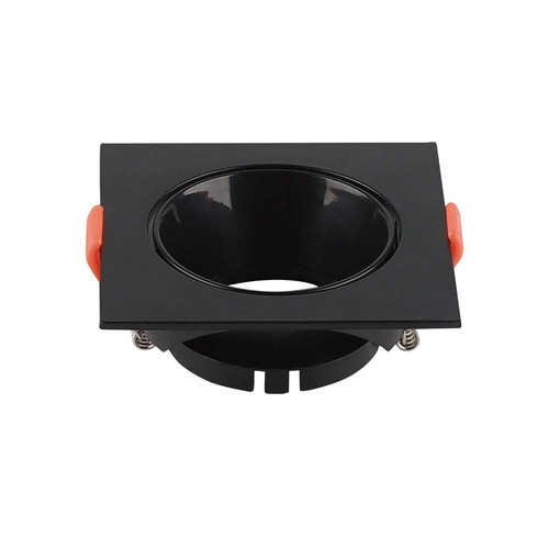GU10 lampe - firkantet sort ramme + sort reflektor