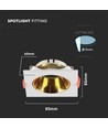 GU10 lampe - firkantet hvid ramme, guld reflektor