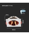 GU10 indbygningsspot - Firkantet, hvid med rose gold reflektor, PC plast, hul: Ø7,2 cm, 8,5 x 8,5 cm, IP20 indendørs