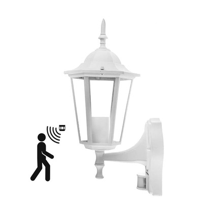 V-Tac hvid væglampe m. sensor - IP44 udendørs, E27 fatning, uden lyskilde