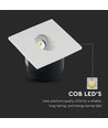 3W kvadratisk LED indbygningsspot til trapper - 4000K, 270lm, Hul: 62mm, Mål: 80x80mm