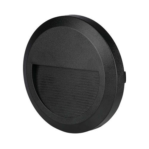 2W LED væglampe til trapper - Rund, sort, 4000K, 80lm, Ø15cm, inde / ude