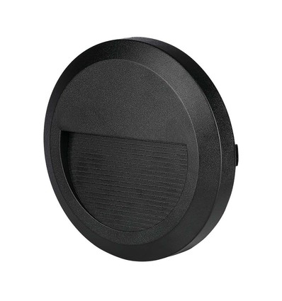 2W LED væglampe til trapper - Rund, sort, 4000K, 80lm, Ø15cm, inde / ude
