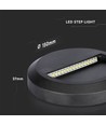 2W LED væglampe til trapper - Rund, sort, 3000K, 80lm, Ø15cm, inde / ude